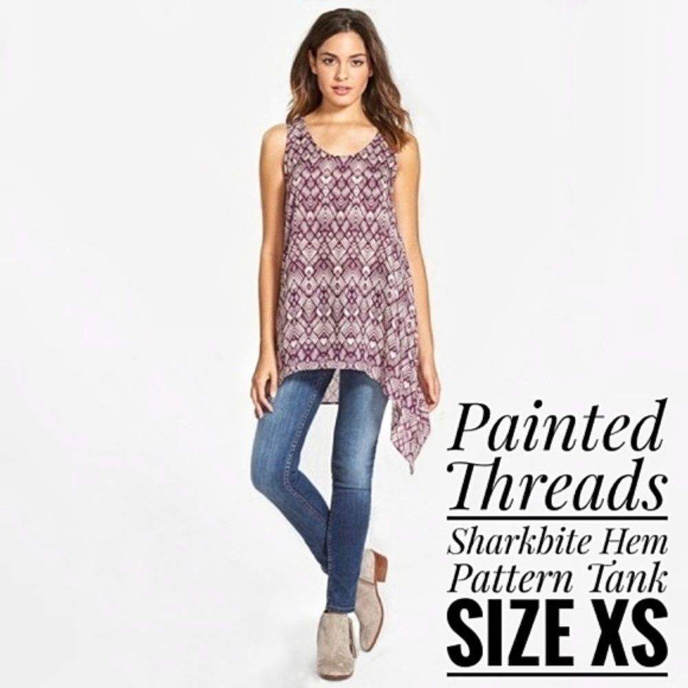 Painted Threads | Sharkbite Hem Chevron Print Tank | XS